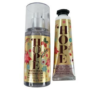 Bath & Body Works HOPE Travel Size Set Winter Peach Marshmallow Mist Hand Cream